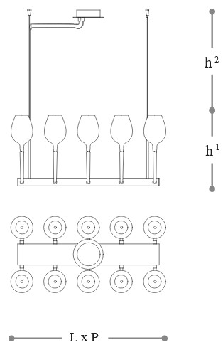 Pendant Lamp Rosè 3050/L10 - Incanto Italamp - Dimensions